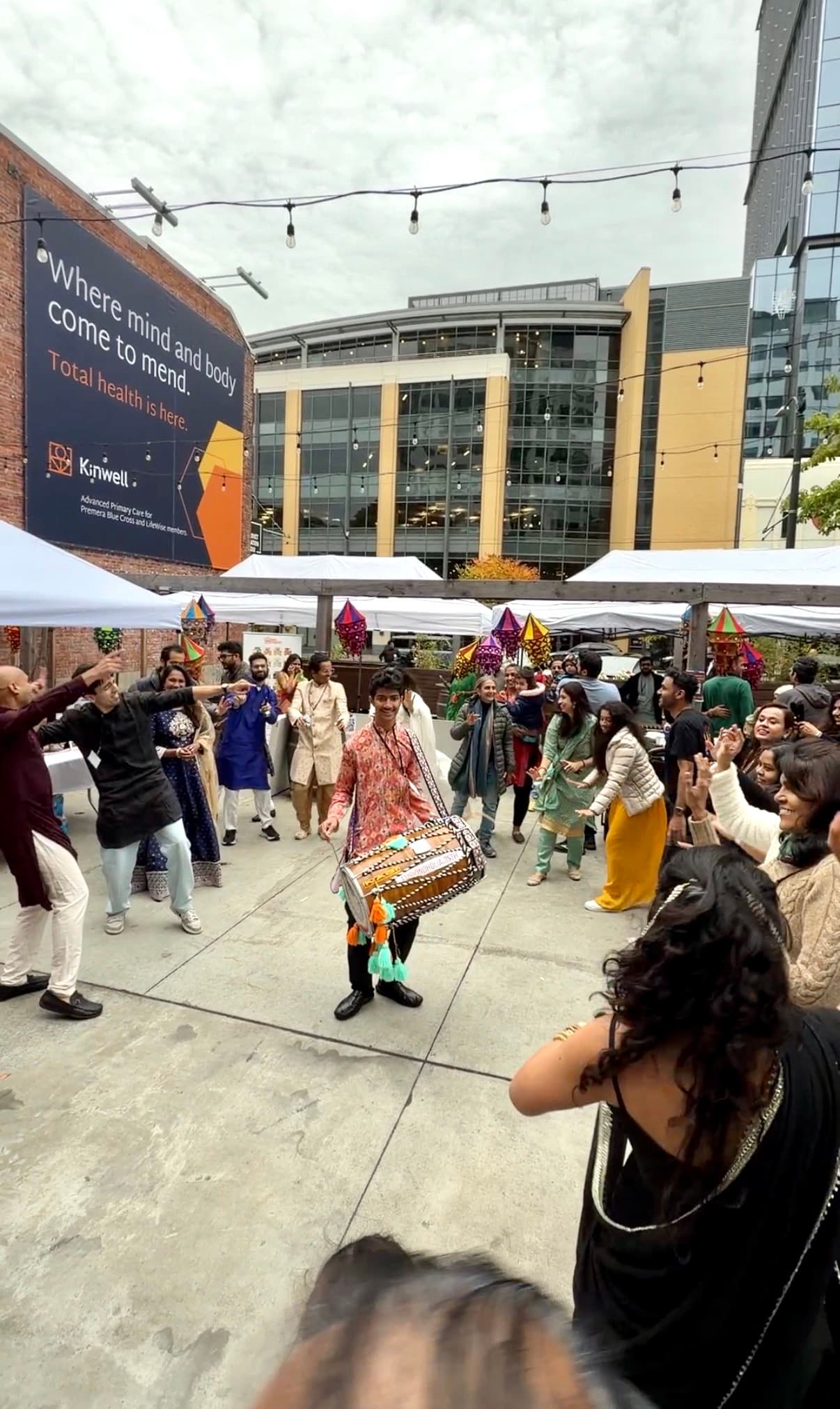 Dhol performance at a sangeet celebration